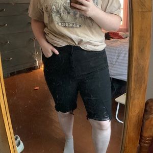 Black Distressed Shorts